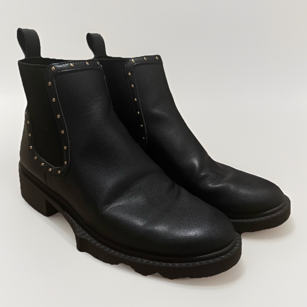 Coach Lory Studded Black Leather Ankle Chelsea Boots Women's Size 7.5B C5773